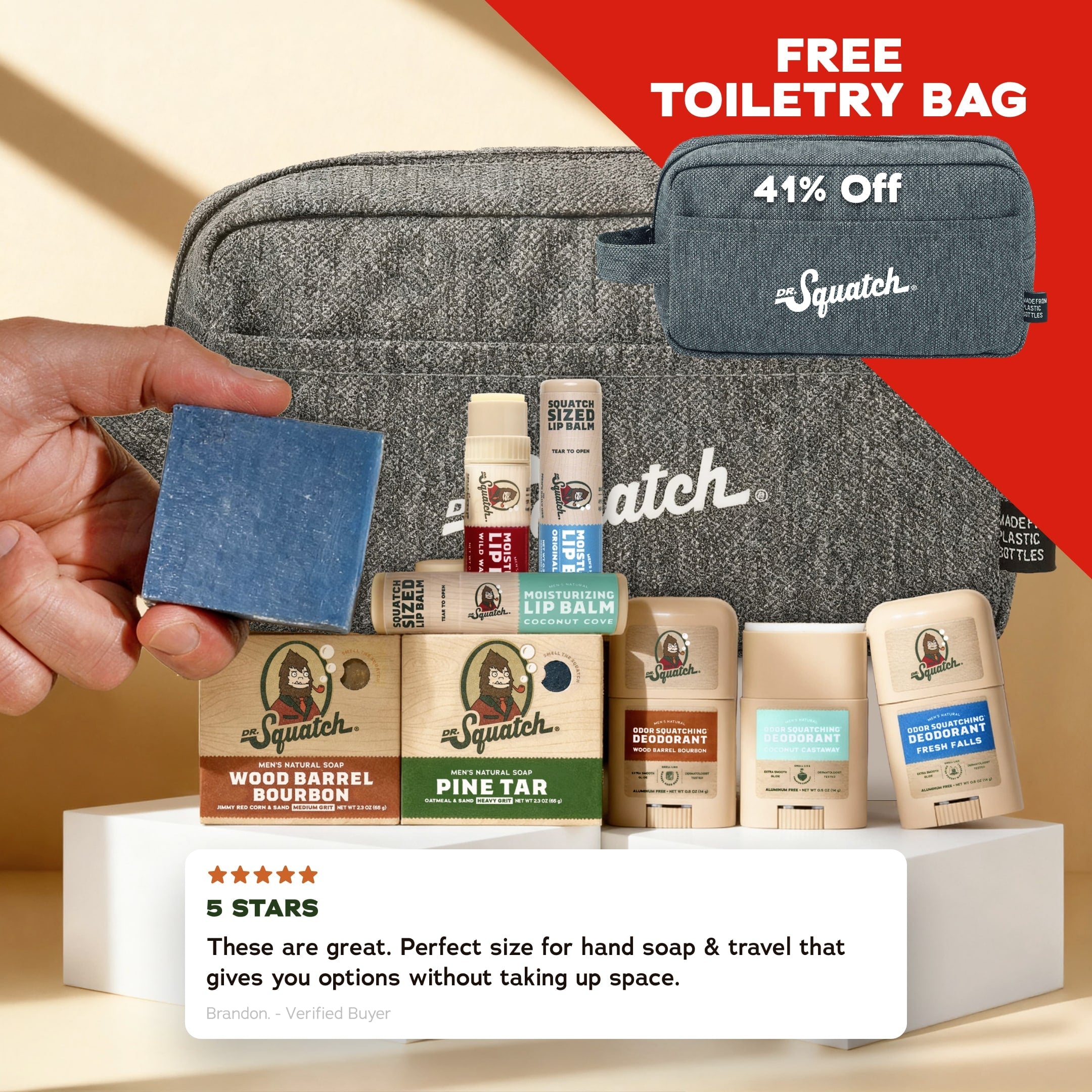 Dr. Squatch Soap Carry On Trio - FREE Toiletry Bag