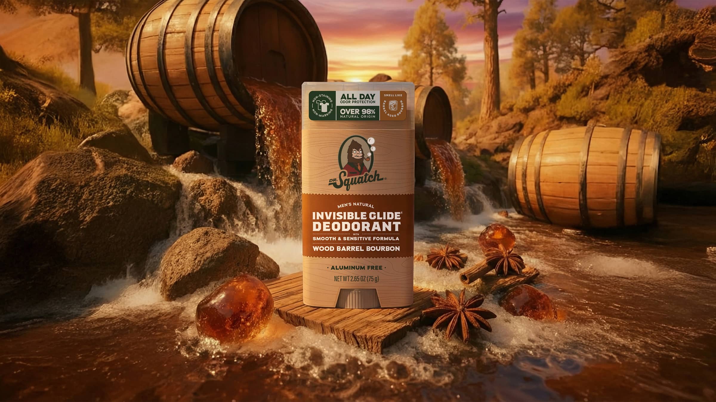 Dr. Squatch Soap Wood Barrel Bourbon Invisible Glide Deodorant - Image 3